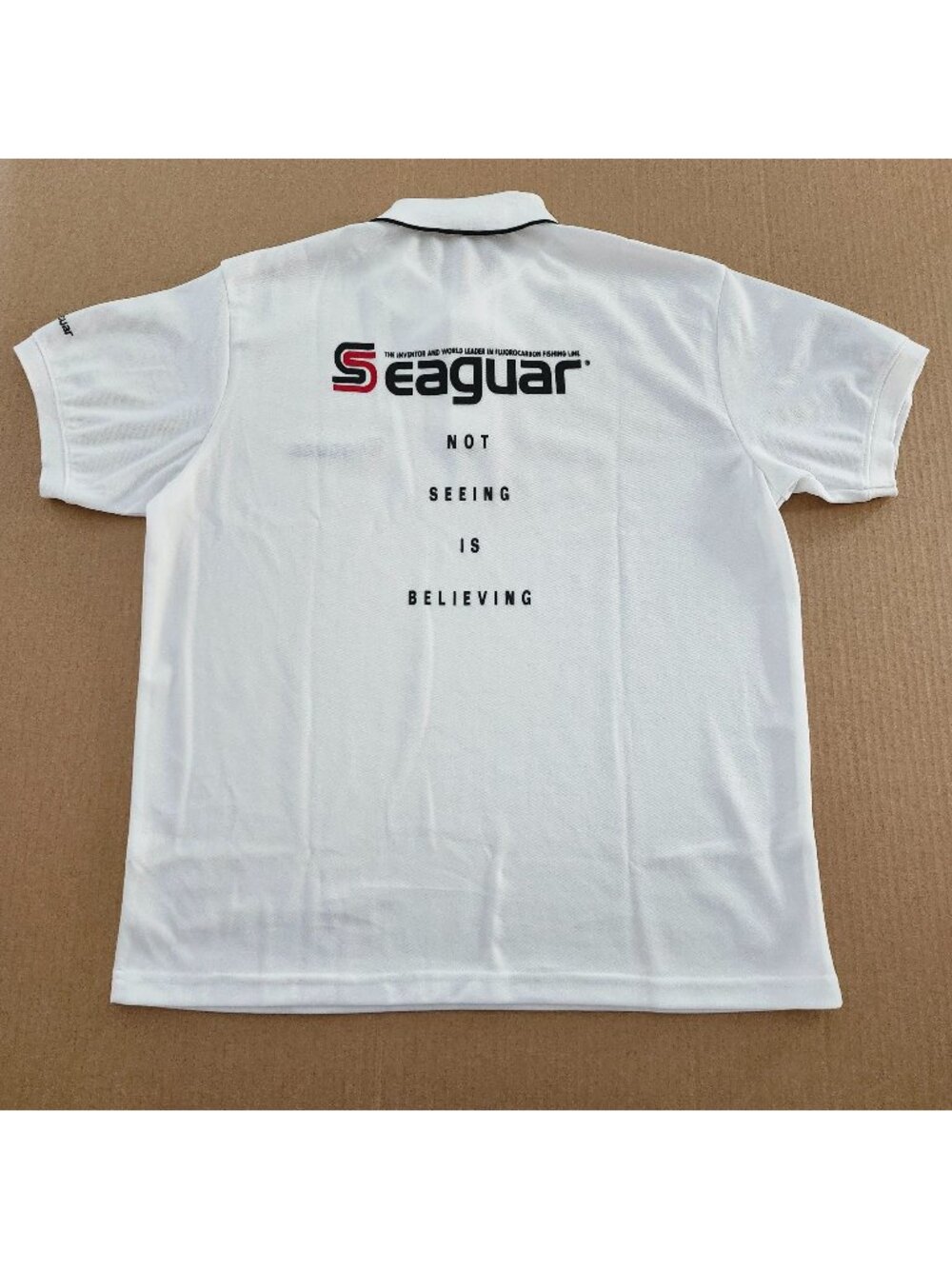 Seaguar Not Seeing Is Believing Men's XXL White Polo Shirt Polyester Fishing App